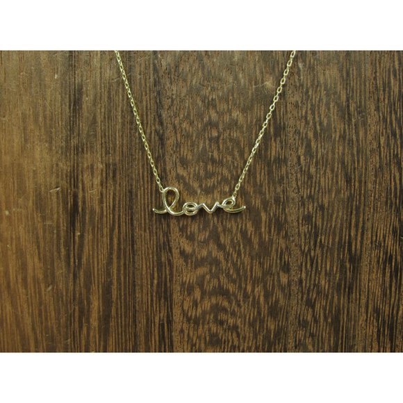 16 Inch Gold Over Sterling Silver Love Word Necklace - Picture 1 of 5
